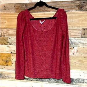 Culture Code size large long sleeve eyelet rust colored soft and stretchy blouse